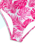 Leaf Print Suspender Swimsuit
