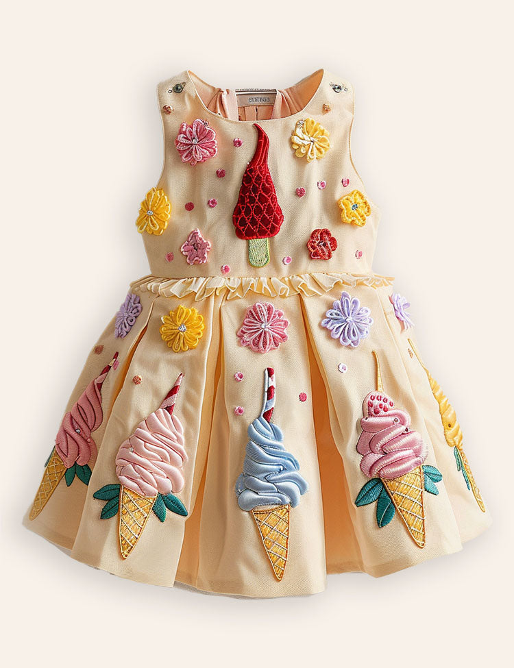 Candy-Colored Ice Cream Embroidered Party Dress